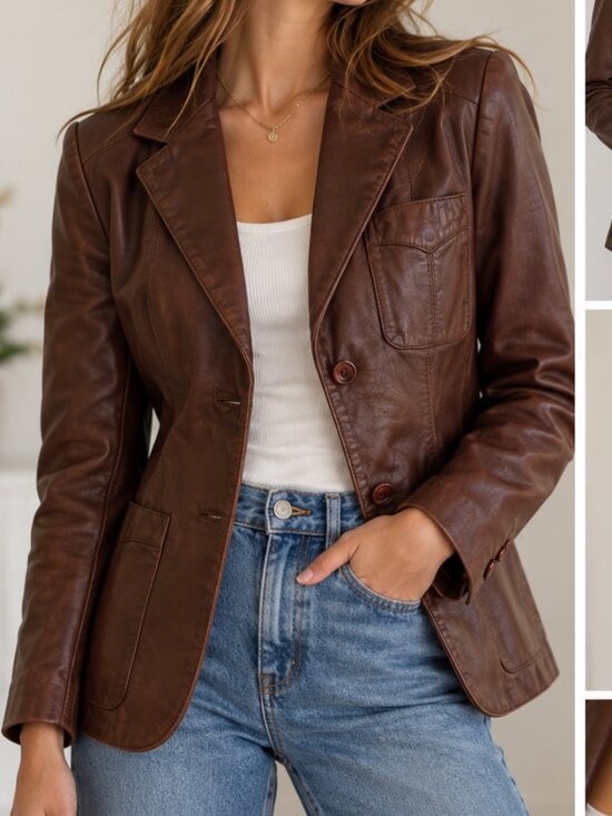 Etienne Aigner Jackets & Blazers - Vintage Etienne Aigner Burgundy Genuine Leather Blazer Jacket Size 8 70s 80s